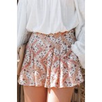White High Rise Pocketed Floral Shorts