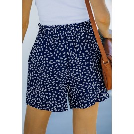 Blue Spotted Print Loose Casual High Waist Shorts