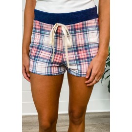 Elastic Waist Plaid Shorts