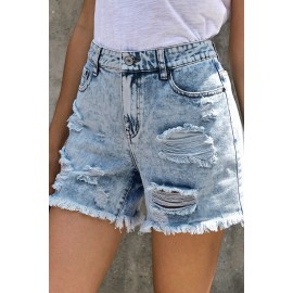 Light Blue Pocket Casual Denim Shorts